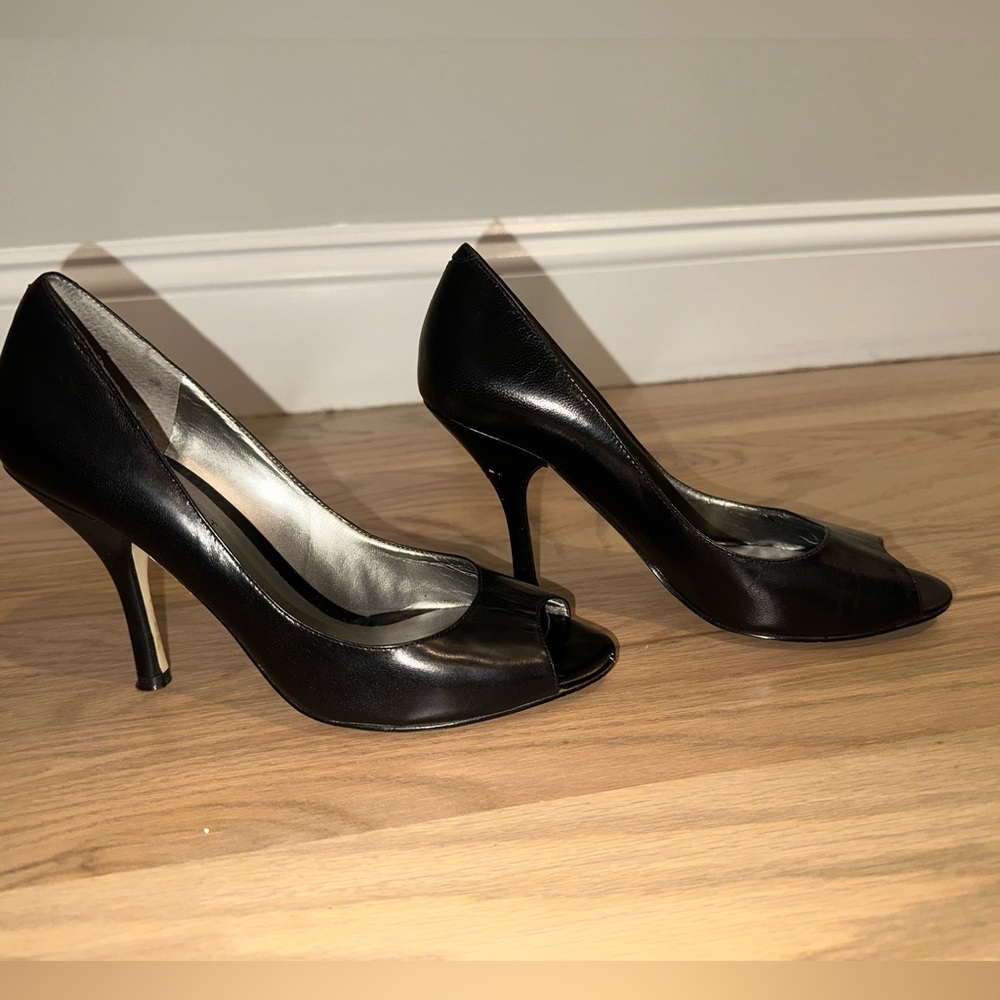 Nine West Black Peep-Toe Heels